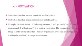 Negative Incentive Examples THE CONTENT OF THE CONSEPTS MOTIVE AND MOTIVATION.pptx