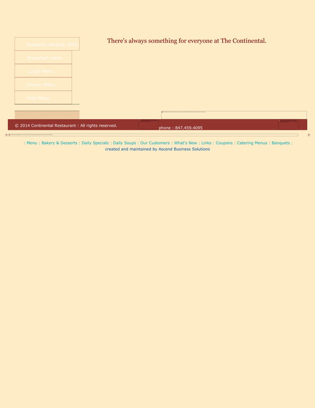 Continental Restaurant Menu
