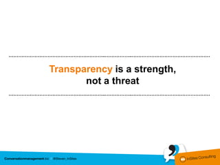 ………………………………………….………..……………..…………………………………………


         Transparency is a strength,
                not a threat
………………………………………….………..……………..…………………………………………
 