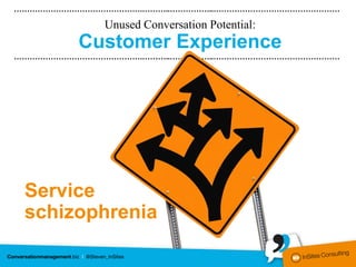 ………………………………………….………..……………..…………………………………………

            Unused Conversation Potential:
        Customer Experience
………………………………………….………..……………..…………………………………………




 Service
 schizophrenia
 