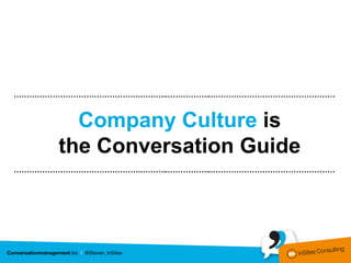 ………………………………………….………..……………..…………………………………………


        Company Culture is
      the Conversation Guide
………………………………………….………..……………..…………………………………………
 