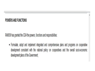 The cooperative development authority