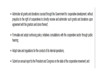 The cooperative development authority