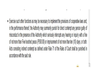 The cooperative development authority