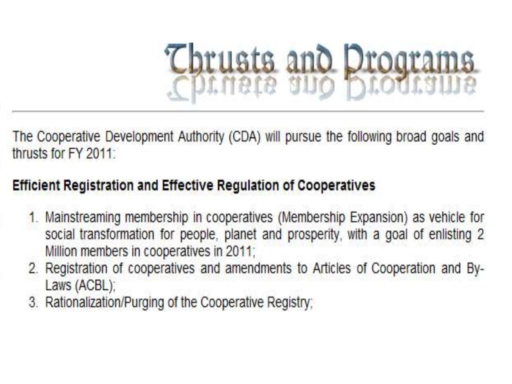 The cooperative development authority
