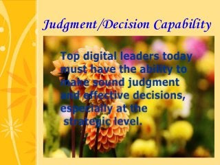 Judgment/Decision Capability
 