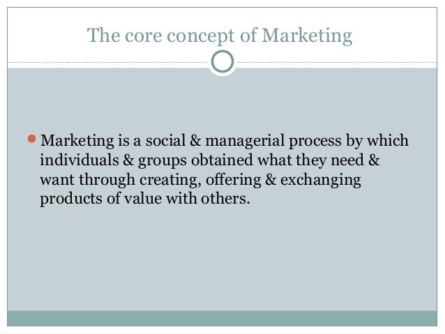 what does the core concepts of marketing mean