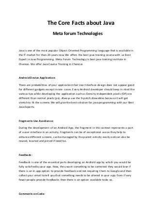 The core facts about java