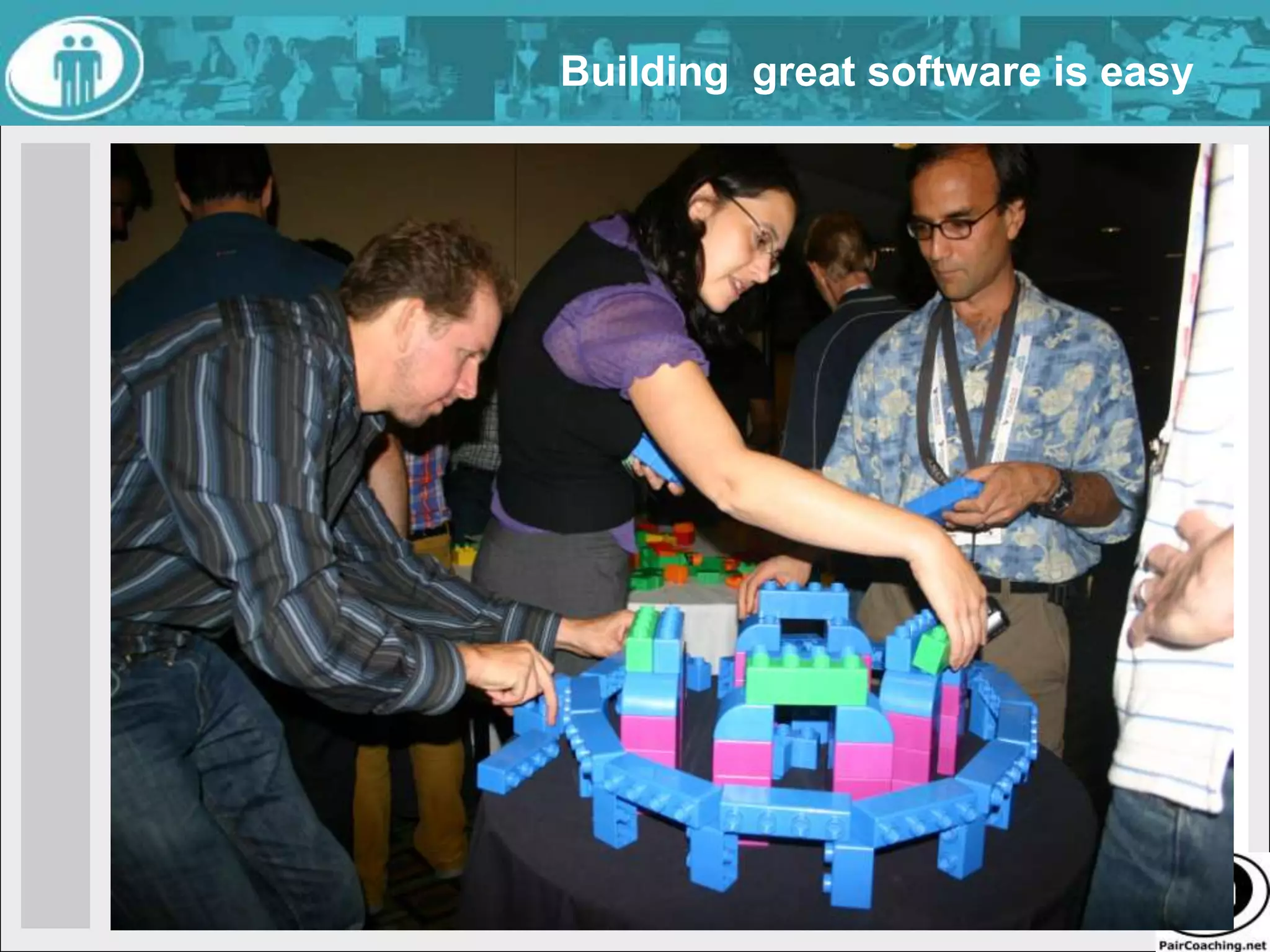 Principles behind the Agile ManifestoOur highest priority is to satisfy the customer through early and continuous delivery of valuable software. Welcome changing requirements, even late in development. Agile processes harness change for  the customer's competitive advantage. Deliver working software frequently, from a couple of weeks to a couple of months, with a preference to the shorter timescale. Business people and developers must work together daily throughout the project. Build projects around motivated individuals. Give them the environment and support they need, and trust them to get the job done. The most efficient and effective method of conveying information to and within a development team is face-to-face conversation. Working software is the primary measure of progress. Agile processes promote sustainable development. The sponsors, developers, and users should be able to maintain a constant pace indefinitely. Continuous attention to technical excellence and good design enhances agility. Simplicity--the art of maximizing the amount of work not done--is essential. The best architectures, requirements, and designs emerge from self-organizing teams. At regular intervals, the team reflects on how to become more effective, then tunes and adjusts its behavior accordingly. 
