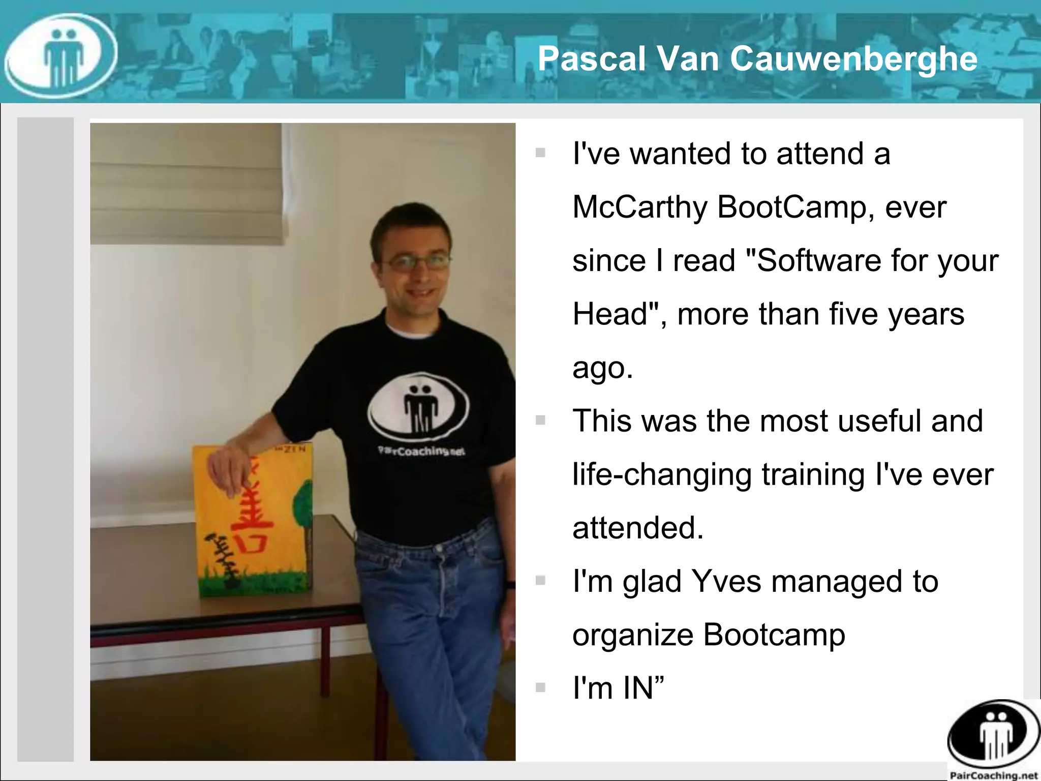 Allison Reeves	I attended BootCamp as a relative 'outsider'. As the course was initially conceptualized for people in IT, I was unsure of the benefit it would bring to a graduate student in Women's Health! I quickly learned that BootCamp is for everyone. It is about team building, connecting with others, dreaming 'big' dreams about the world - and in extension - realizing your place in it. 	I learned about my own strengths and capabilities.  	Warm Regards, Allison.