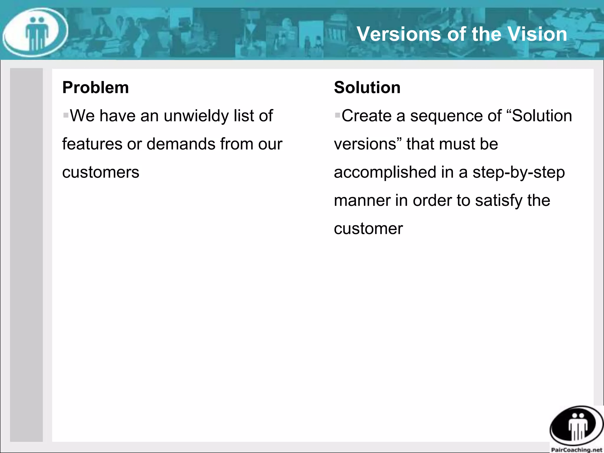 Personal AlignmentProblemWe don’t know what we wantSolutionDiscover what we want, tell our teammates what that is.Ask for their helpExpect them to do likewise