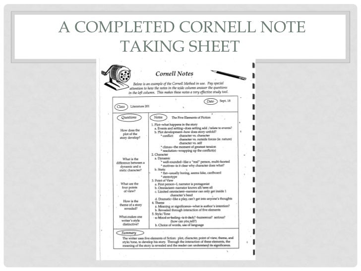 the cornell note taking system cornell note taking system template