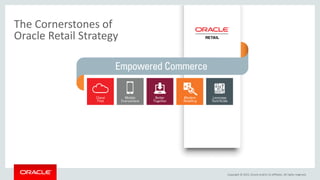 Copyright © 2015, Oracle and/or its affiliates. All rights reserved.
The Cornerstones of
Oracle Retail Strategy
1
 