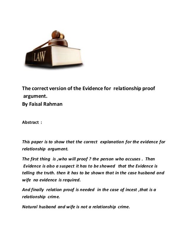 The correct version of the evidence for Relationship argument