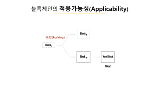 블록체인의 적용갶ĵ성(Applicability)
포킹(Forking)
 