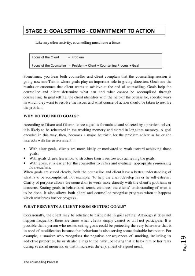 The counselling process; Stages of the counselling process