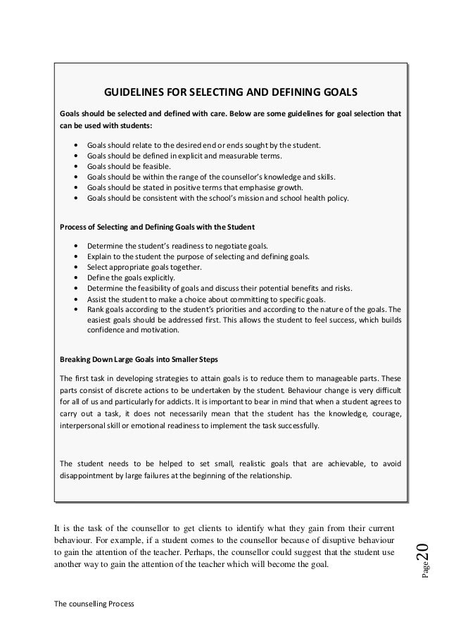 The counselling process - Stages of the counselling