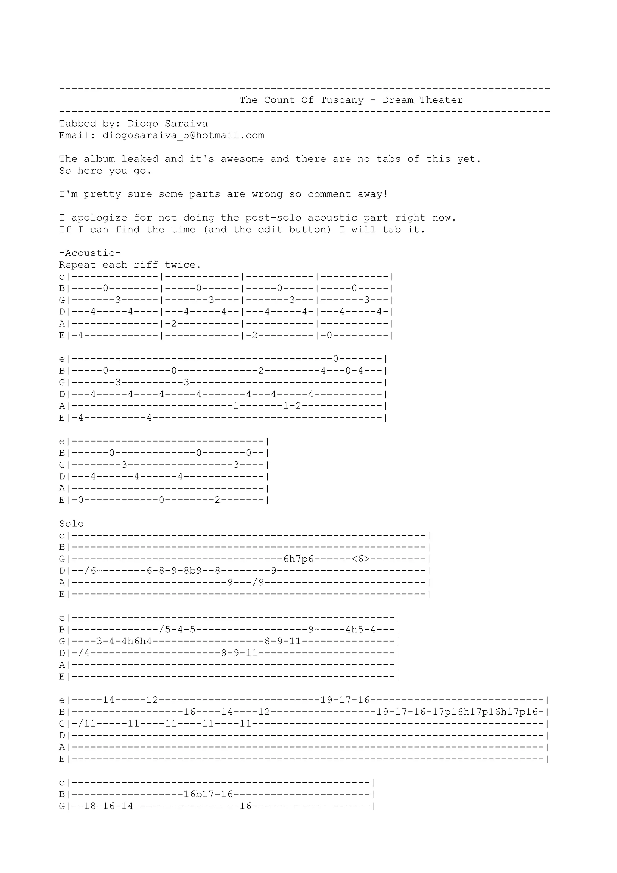 The count of tuscany intro tab PDF