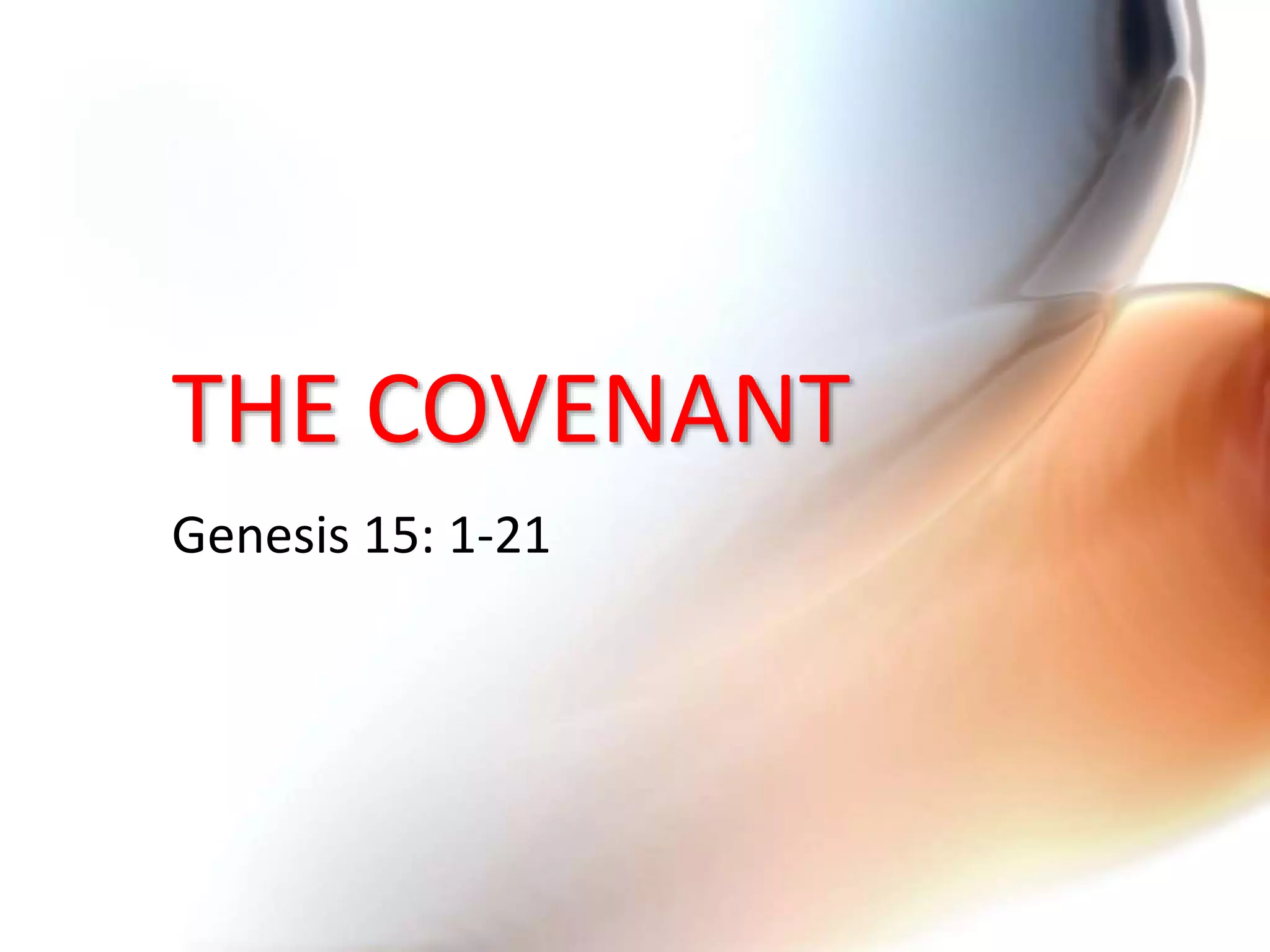 THE COVENANT
Genesis 15: 1-21