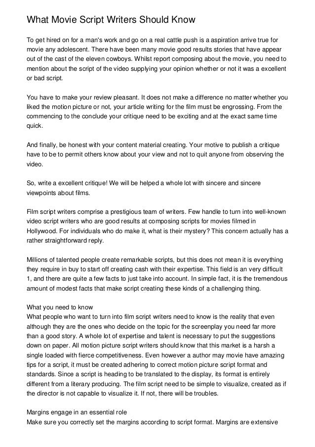 what movie script writers should know
