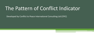 The Pattern of Conflict Indicator
Developed by Conflict to Peace International Consulting Ltd (CPIC)
 