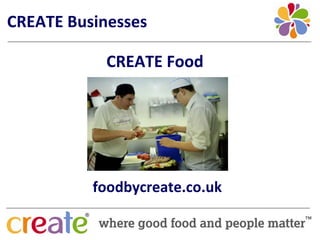CREATE Businesses

            CREATE Food




          foodbycreate.co.uk
 