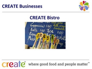 CREATE Businesses

           CREATE Bistro
 