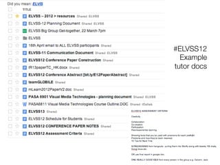 #ELVSS12
  Example !
tutor docs
 