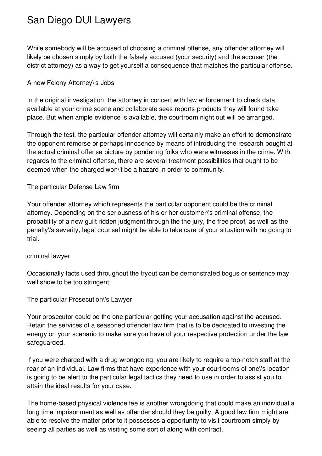 San Diego DUI Lawyers