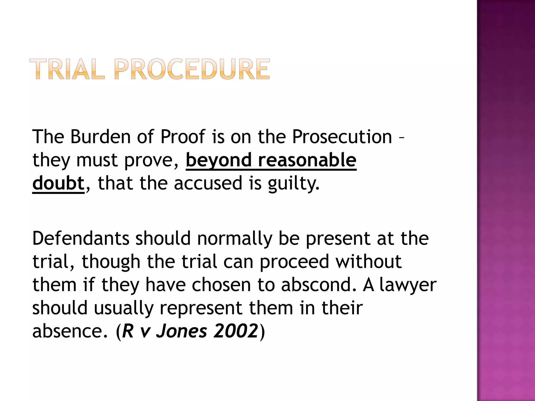 Group WorkIn your group consider the following: (Give reasons for your answers)If you were charged with burglary, an either way offence, what type of trial would you prefer? Would you want your case to be heard by a professional judge and jury in the crown court or by the magistrate’s court?  