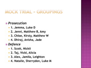 Trial ProcedureWhen the prosecution has presented all its evidence, the defence can submit that there is no case to answer, which means that on the prosecution evidence, no reasonable jury (or bench of magistrates) could convict. If the submission is successful, a verdict of not guilty will be given straight away.If no such submission is made, or if the submission is unsuccessful, the defence then puts forward its case, using the same procedure for examining witnesses as the prosecution did. 