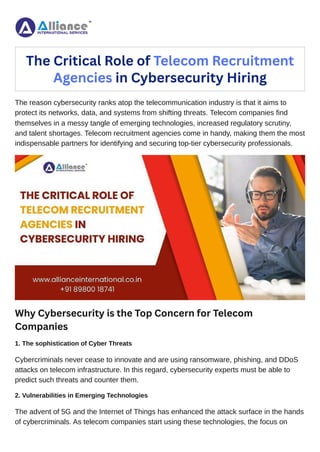 The Critical Role of Telecom Recruitment Agencies in Cybersecurity