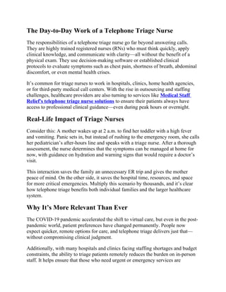 The Critical Role of Telephone Triage Nurses in Today.docx