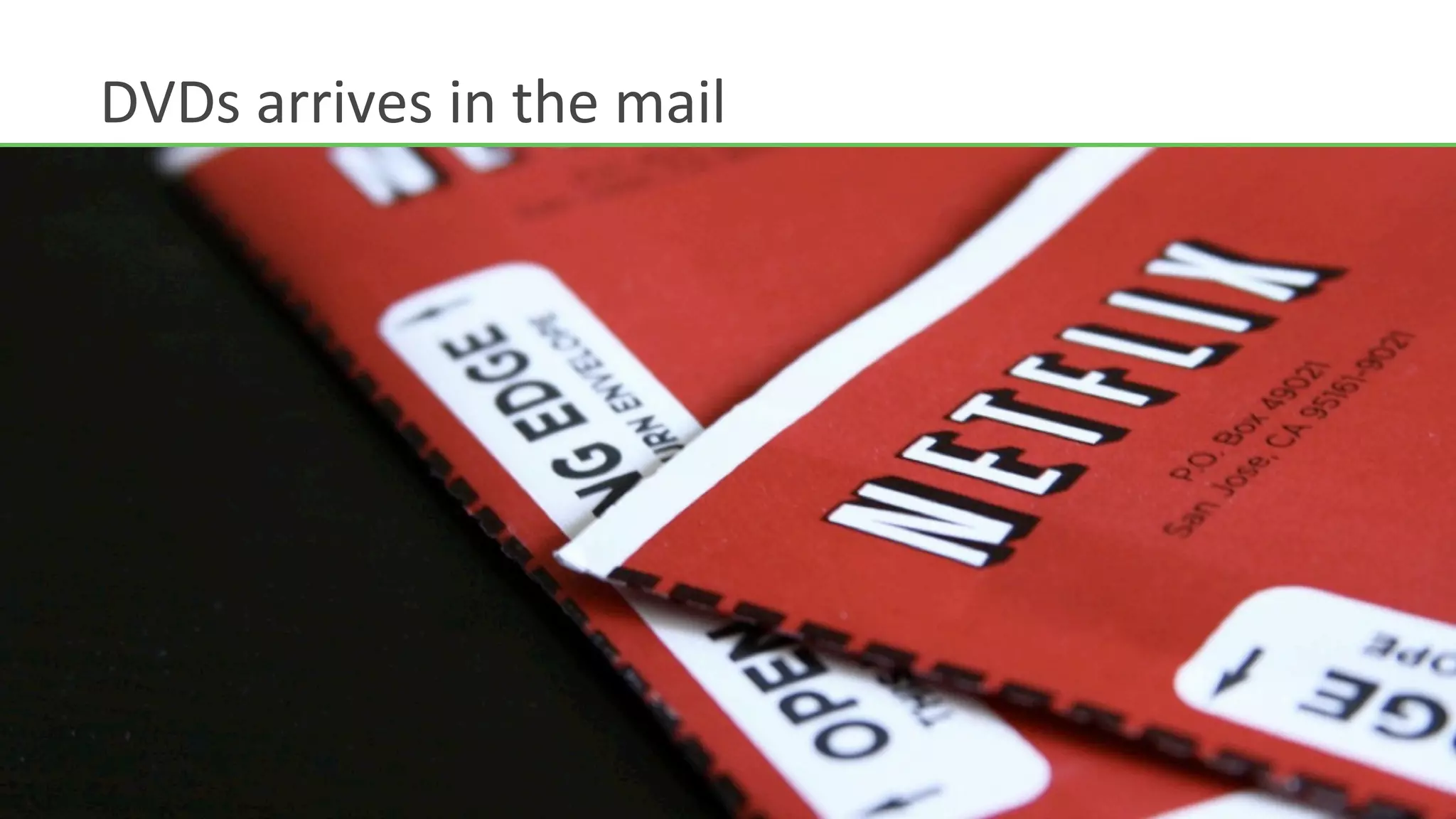 DVDs	
  arrives	
  in	
  the	
  mail	
  
 