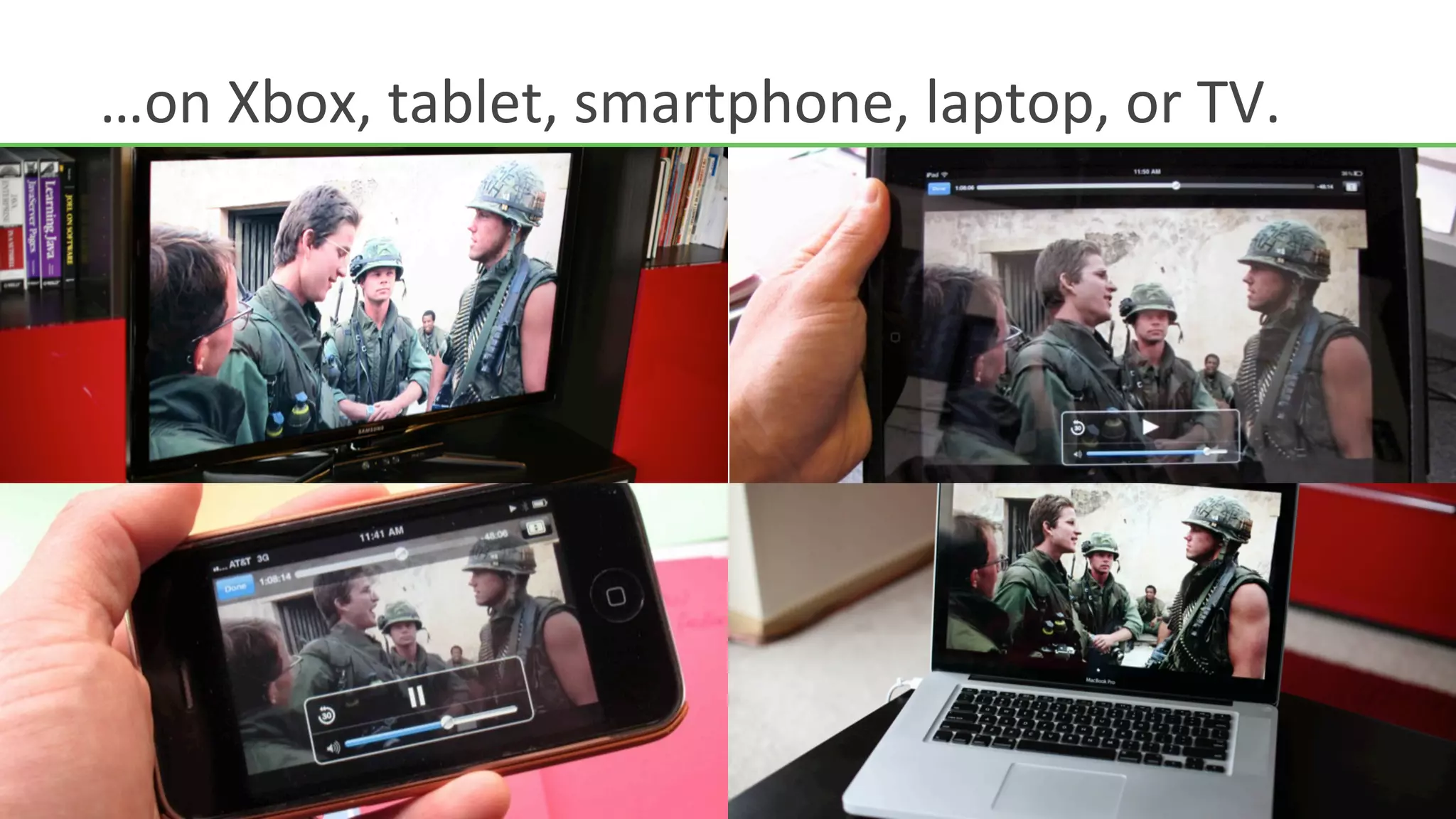 …on	
  Xbox,	
  tablet,	
  smartphone,	
  laptop,	
  or	
  TV.	
  
 