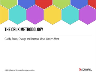 the crux methodology
Clarify, Focus, Change and Improve What Matters Most

© 2014 Squirrel Strategic Development Inc.

SQUIRREL
stragegic development

 