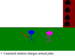 Unarmed minion charges armed john. 