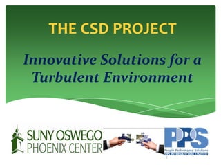 THE CSD PROJECT
Innovative Solutions for a
 Turbulent Environment
 