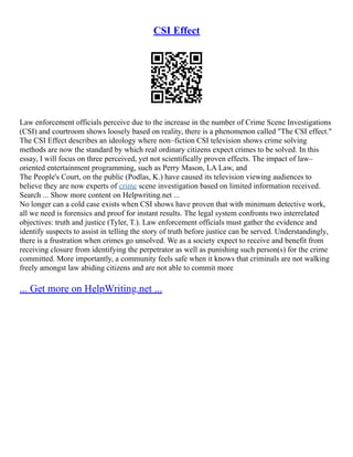 The Csi Effect On Crime | PDF