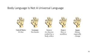 15
Body Language Is Not A Universal Language
 