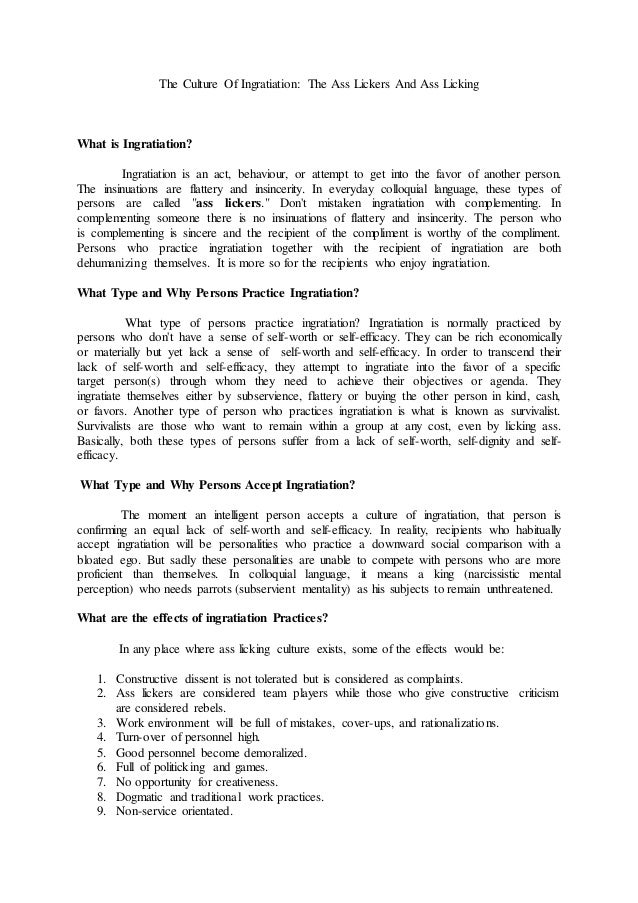 The Culture Of Ingratiation