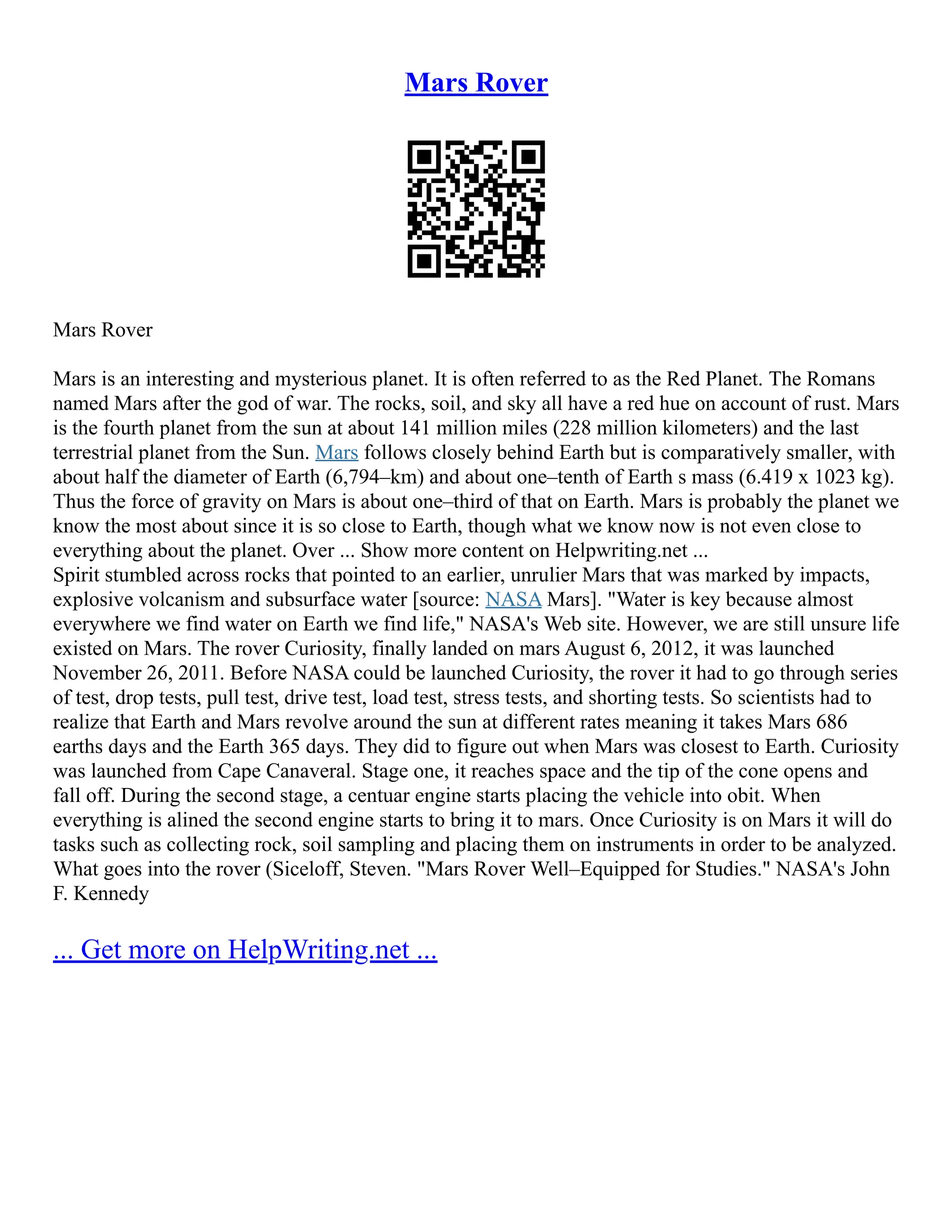 The Curiosity Rover | PDF