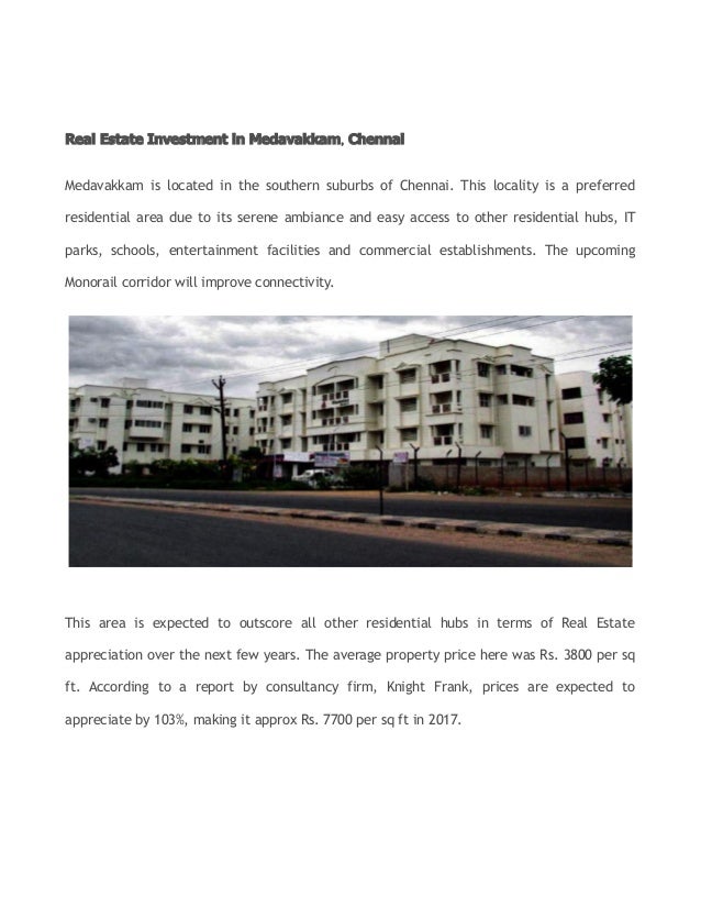 The Current Best Real Estate Investments in Chennai