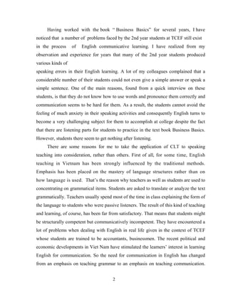 The current situation of English language teaching in the light of CLT to the second-year students at Thai Nguyen College of Economics and Finance.pdf