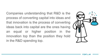 @danto_ma
Companies understanding that R&D is the
process of converting capital into ideas and
that innovation is the proc...