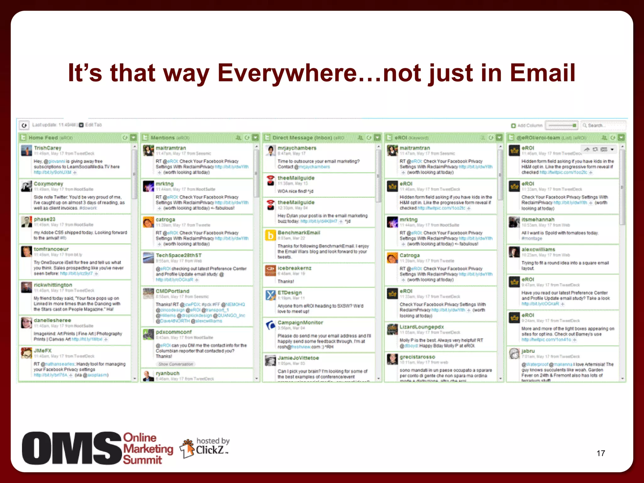 It’s that way Everywhere…not just in Email




                                             17
 