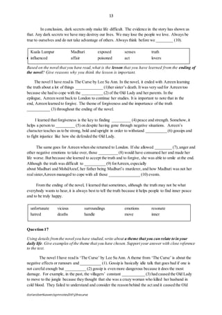The Curse - Model Questions and Answers (SPM) | DOCX