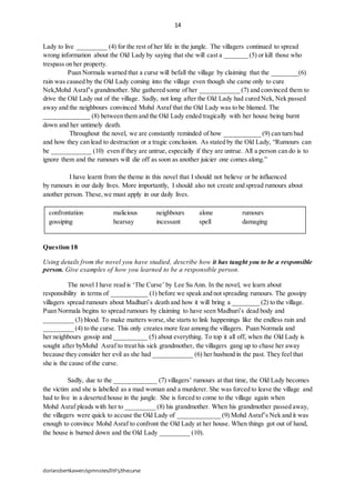The Curse - Model Questions and Answers (SPM) | DOCX