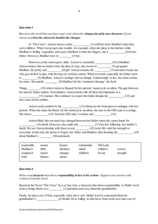 The Curse - Model Questions and Answers (SPM) | DOCX