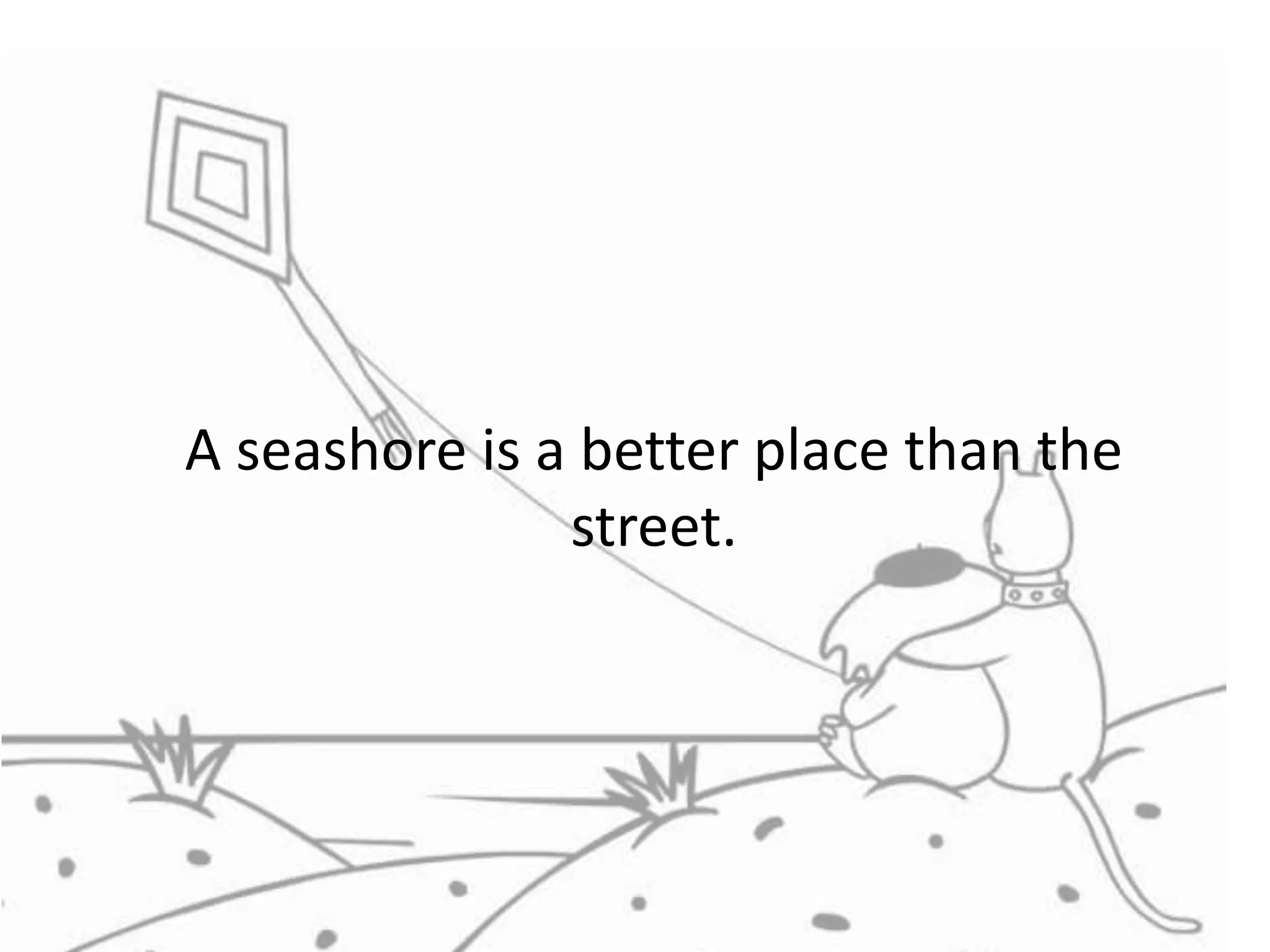 A seashore is a better place than the
street.
 